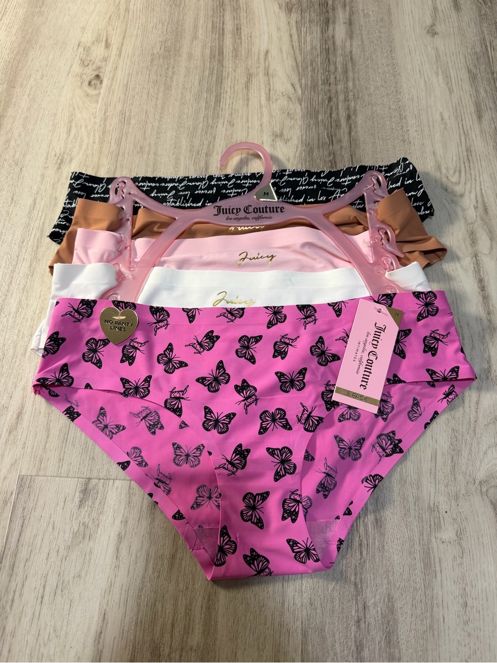 Juicy Couture Pink and Black Butterfly Print Girls' Bikini Bottoms